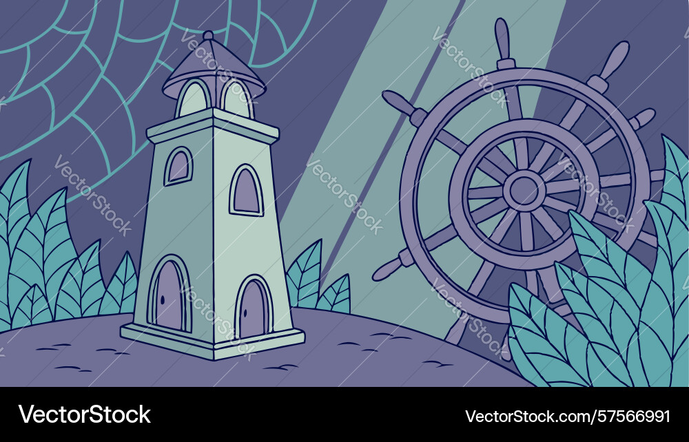 Ships wheel with abstract star web pattern design Vector Image