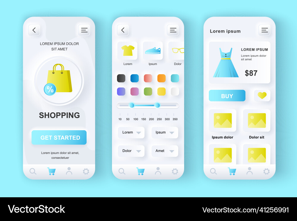 Shopping unique neumorphic design kit Shopping unique neumorphic design kit vector image