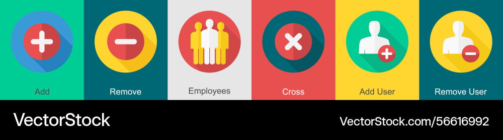 A set of 6 user interface icons as add remove vector image