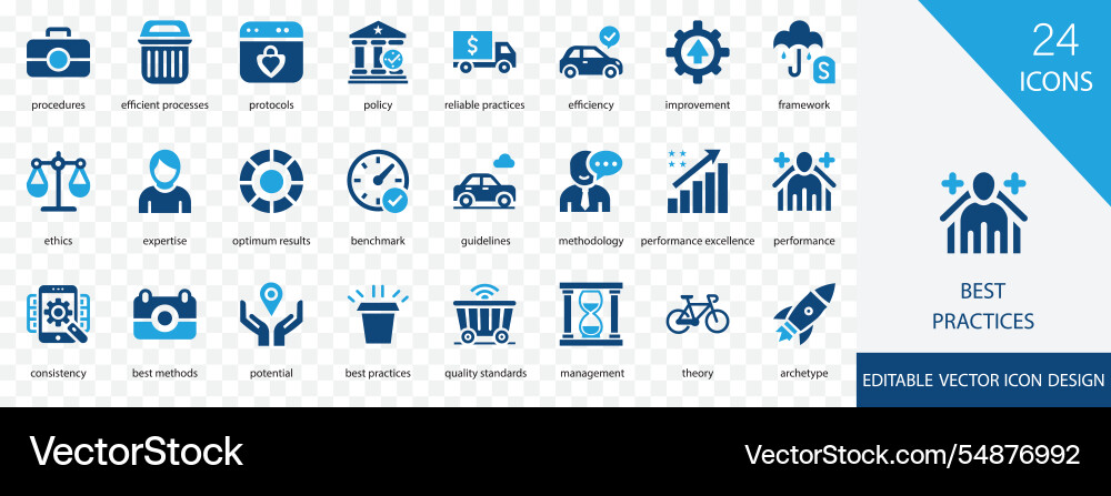 Best practices solid icon set Best practices solid icon set vector image
