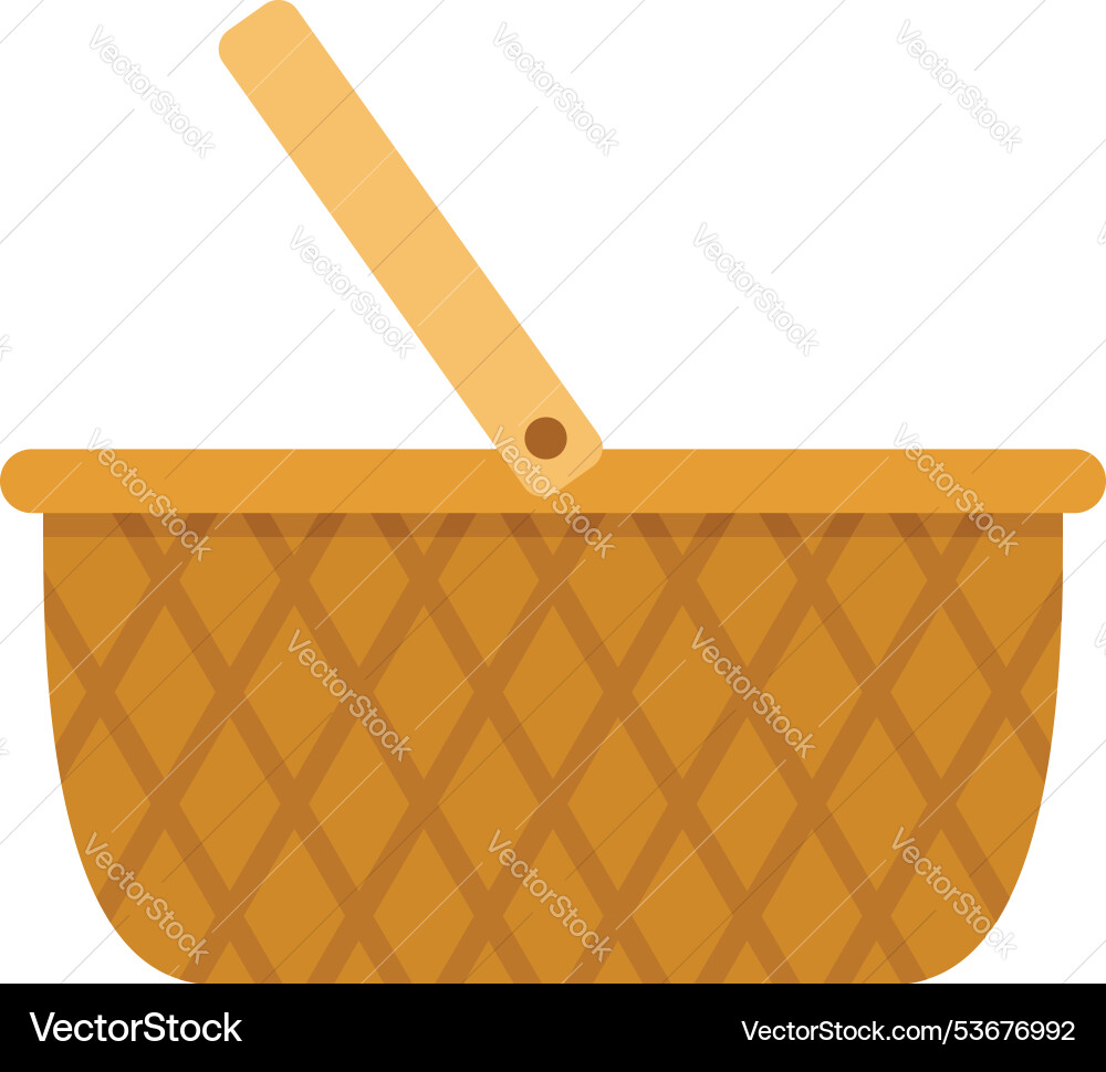Empty wicker picnic basket with open lid flat Vector Image