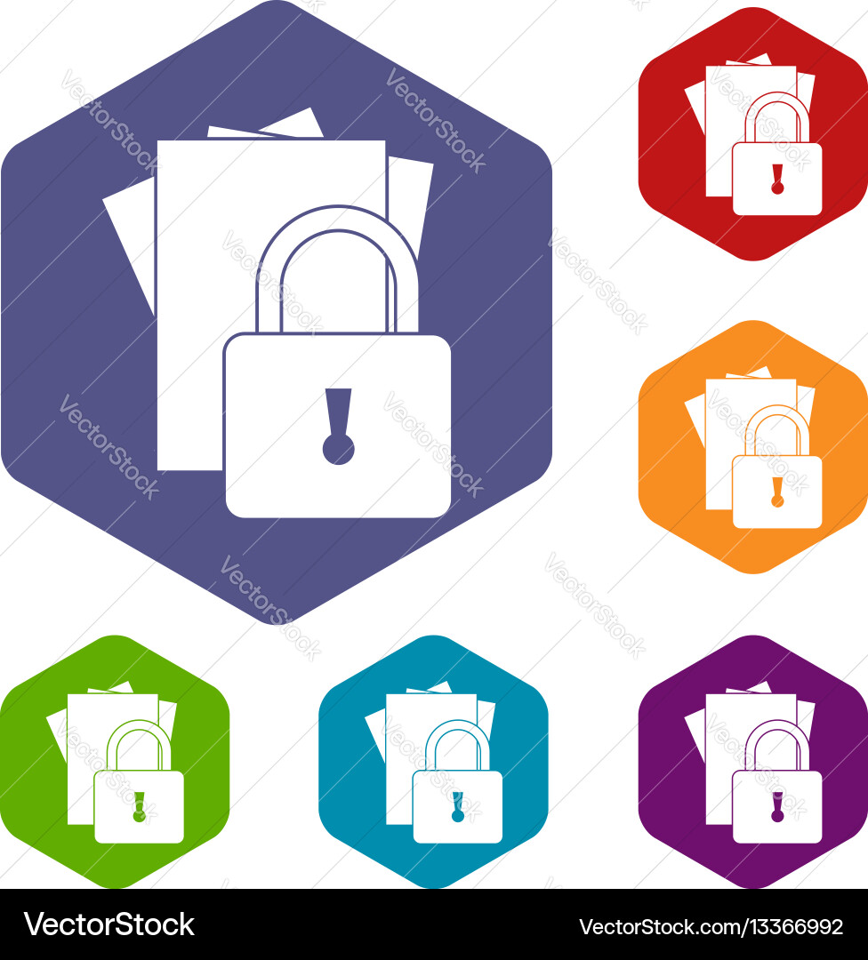 Folders with padlock icons set Vector Image