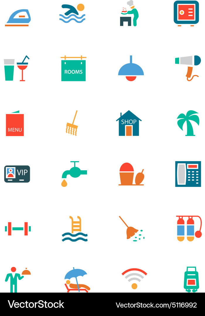 Hotel and restaurant colored icons 2 Vector Image