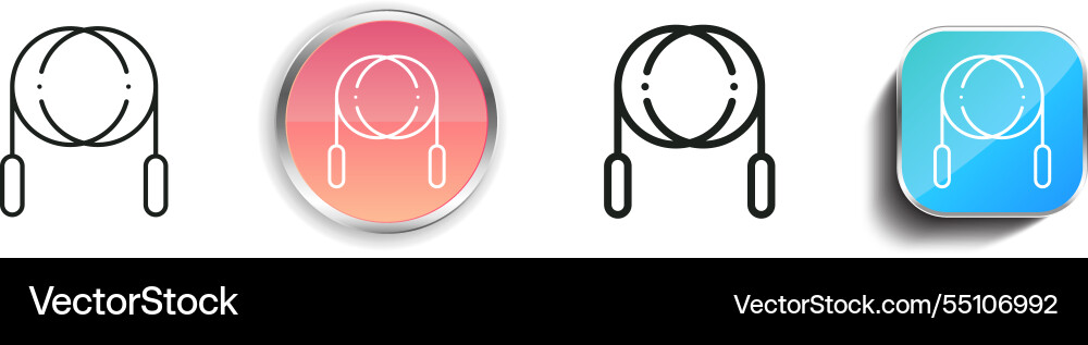 Jump rope icon thin linear regular and button vector image