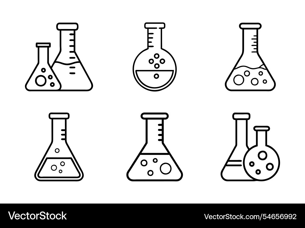 Laboratory flask icon set in silhouette style Vector Image