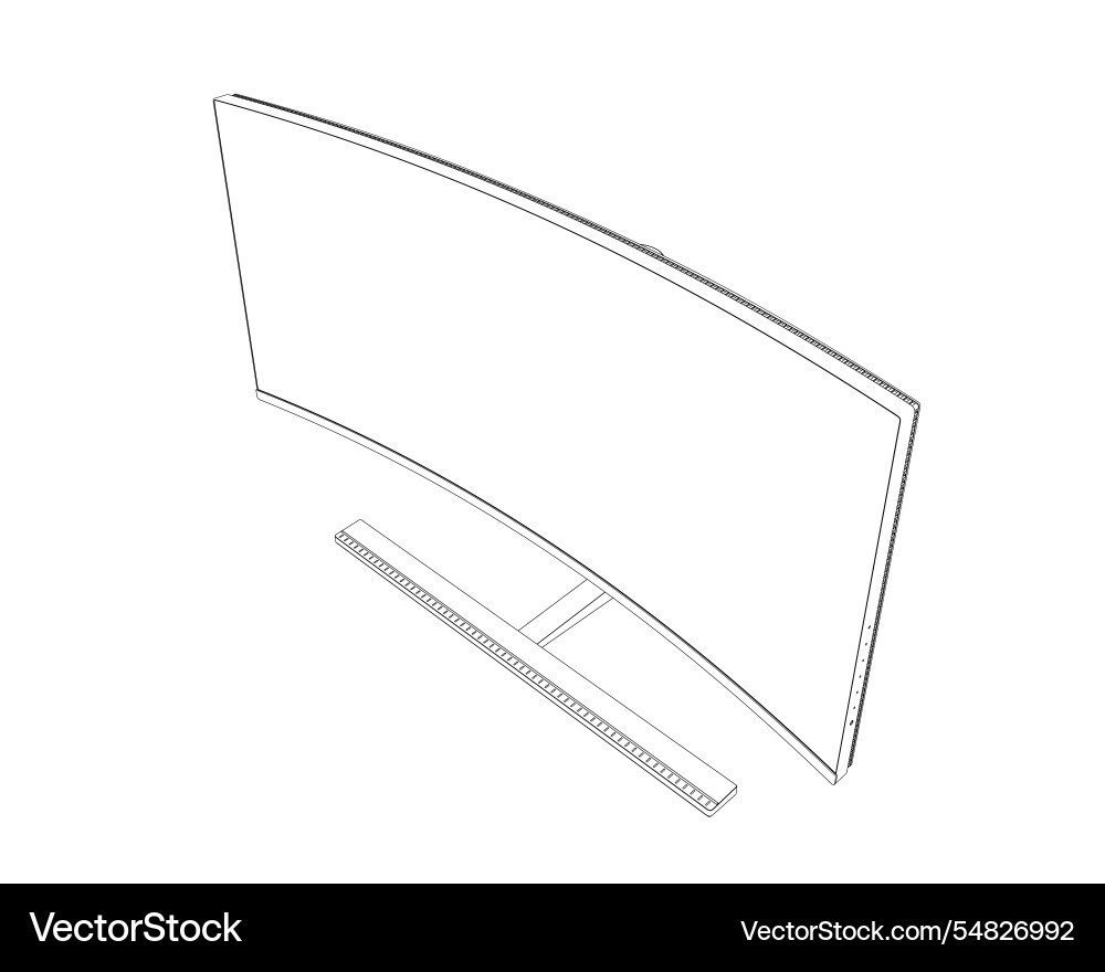 Outline of modern thin frame display computer Vector Image