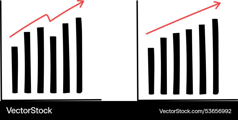 Set graphs bar charts graph going up down Vector Image