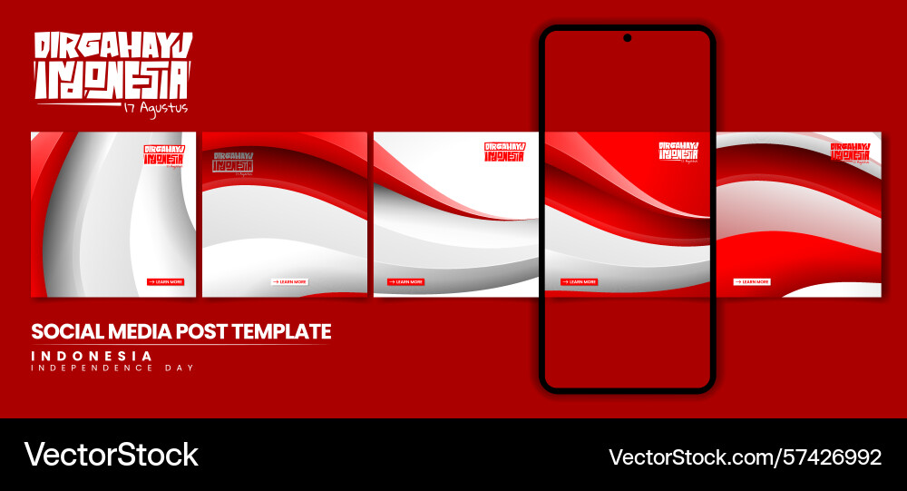 Set of carousel post design in red white Vector Image