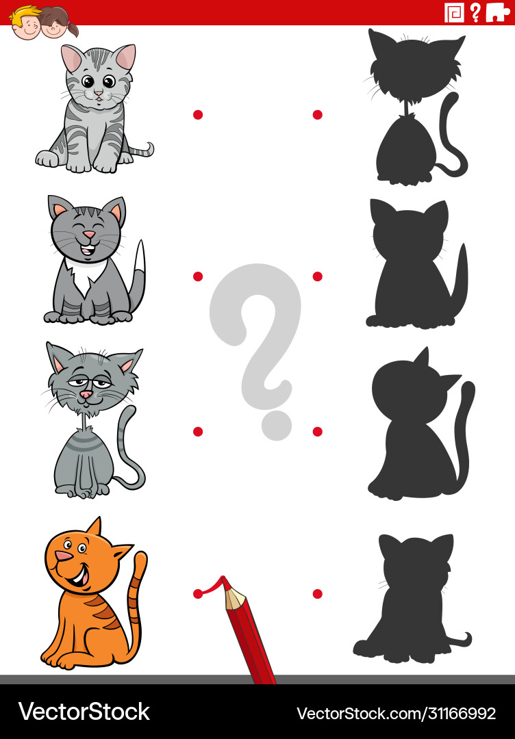 Shadow game with funny cats characters Shadow game with funny cats characters vector image