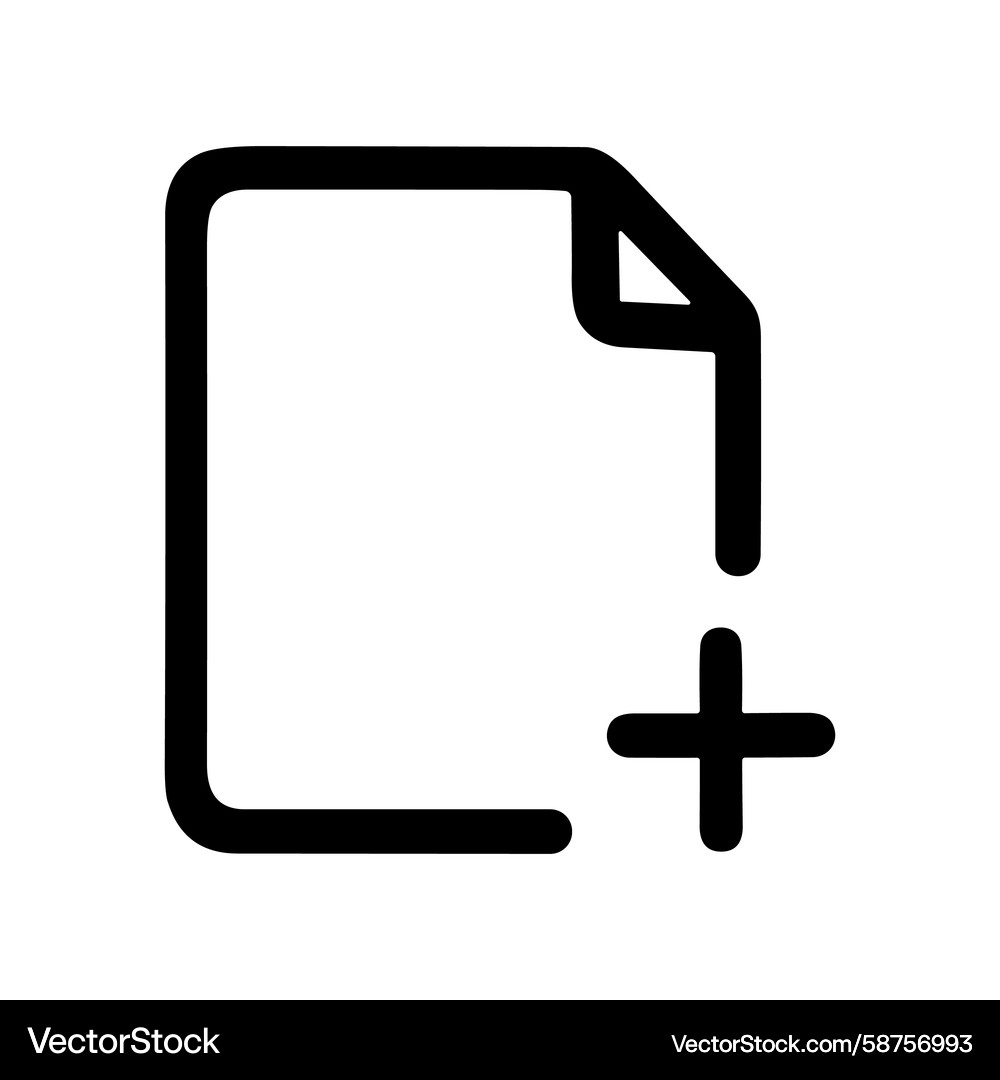 Add Document Icon - Outline Vector Image