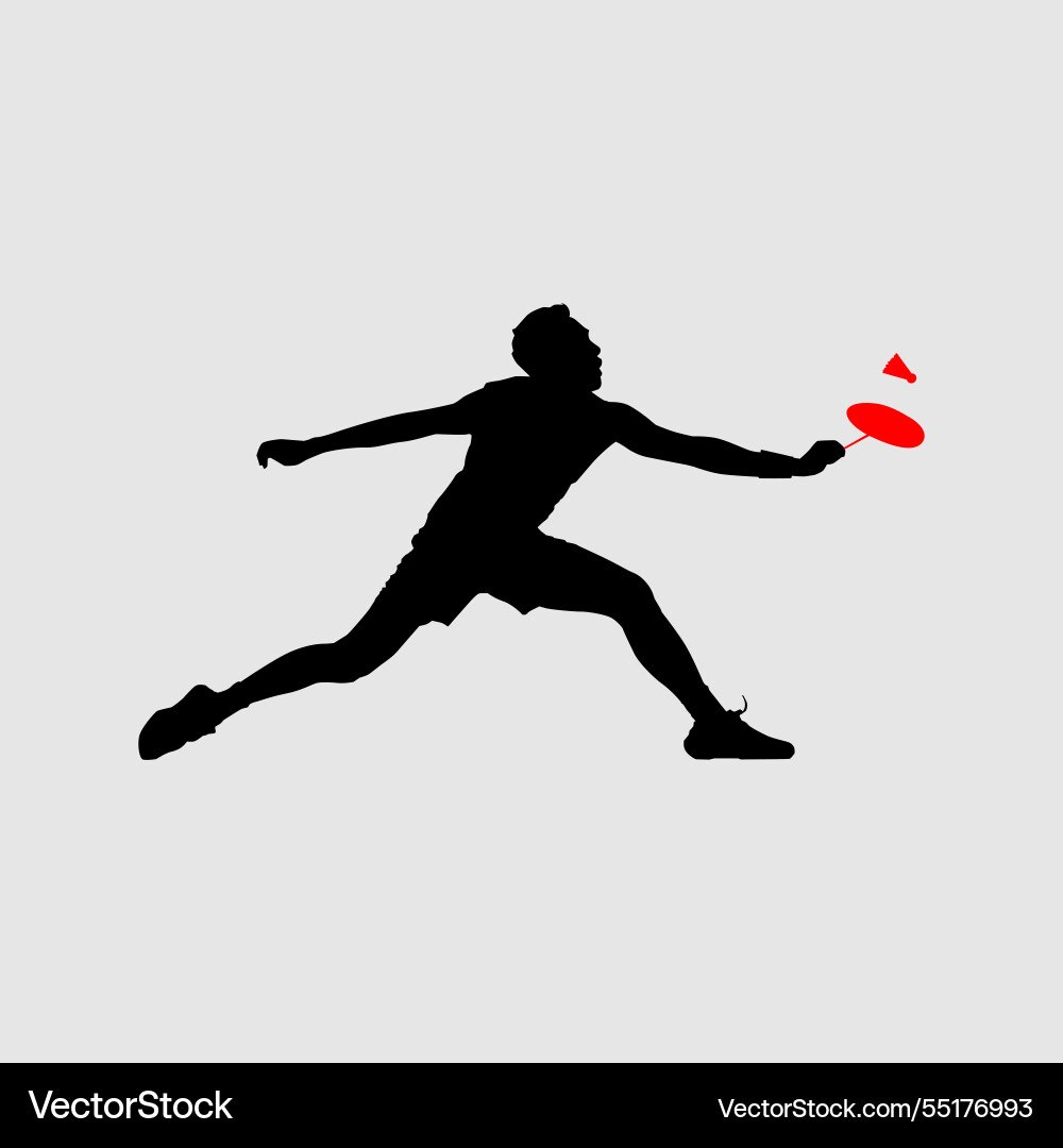 High details of badminton player silhouette High details of badminton player silhouette vector image