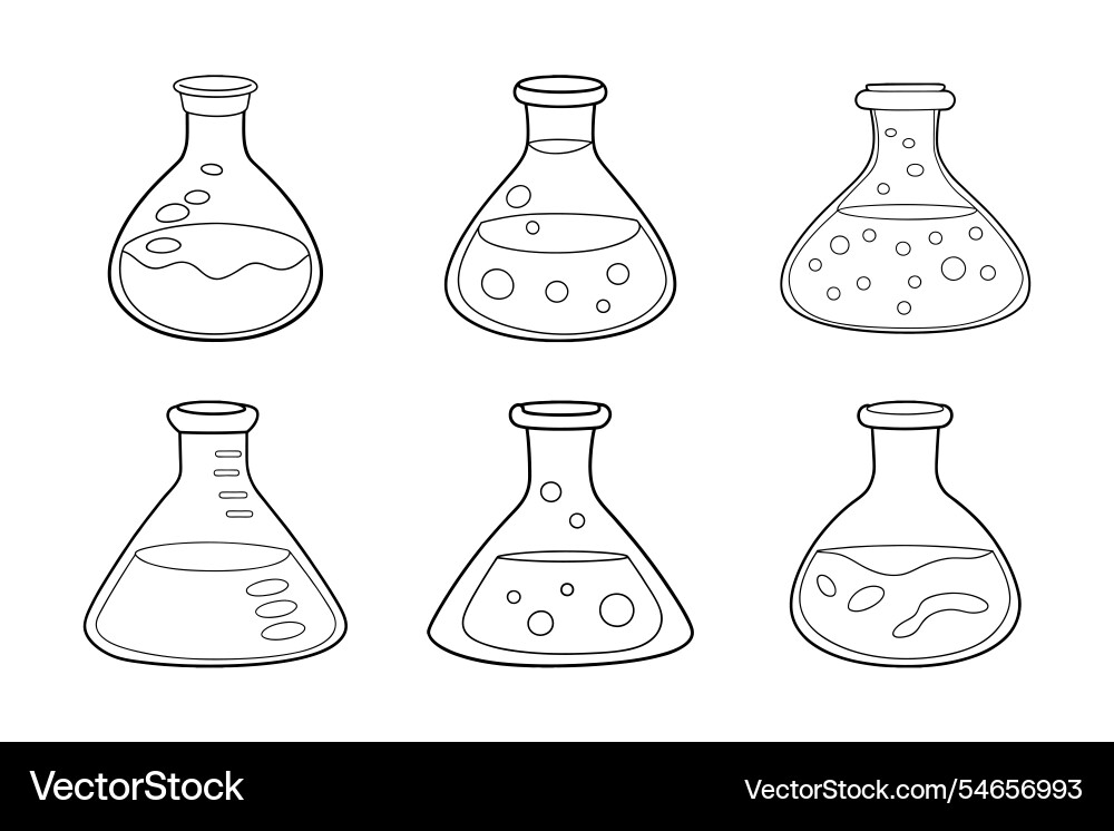 Laboratory flask icon set in silhouette style Vector Image