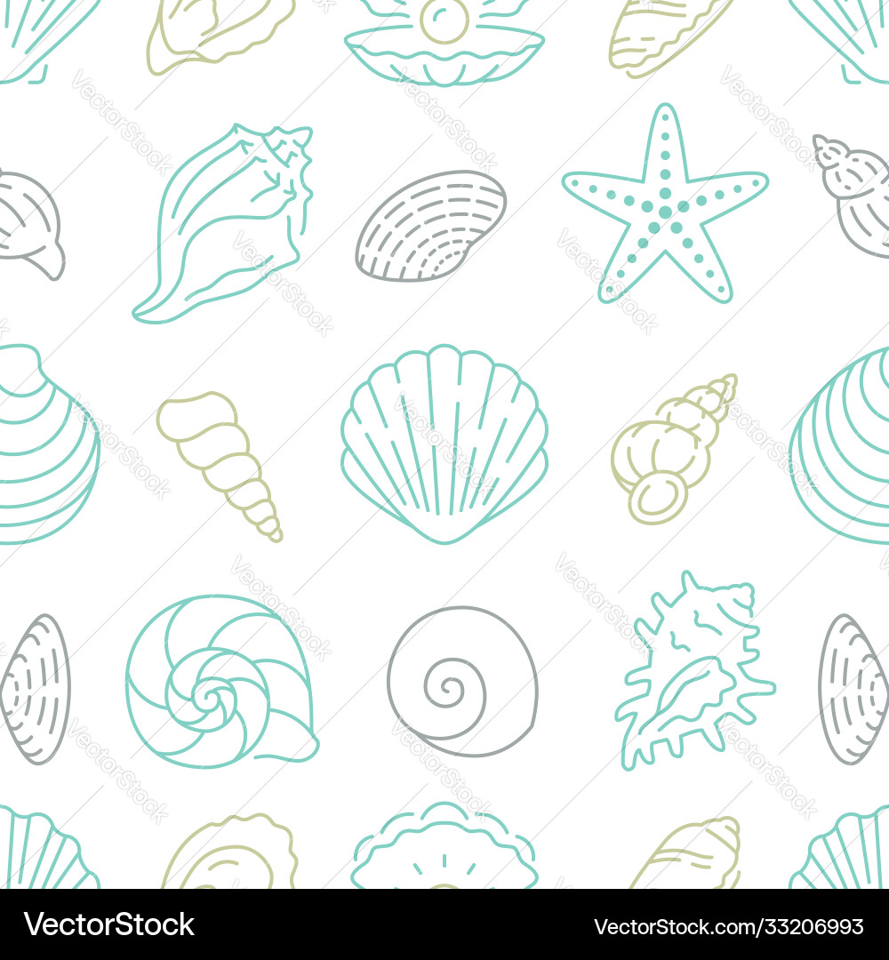 Seashell seamless pattern background Seashell seamless pattern background vector image