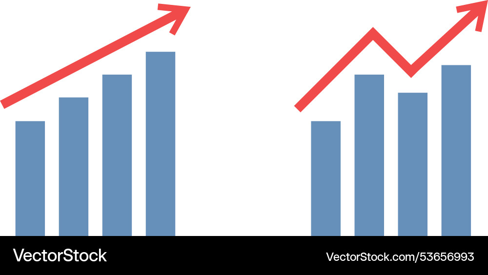Set graphs bar charts graph going up down Set graphs bar charts graph going up down vector image