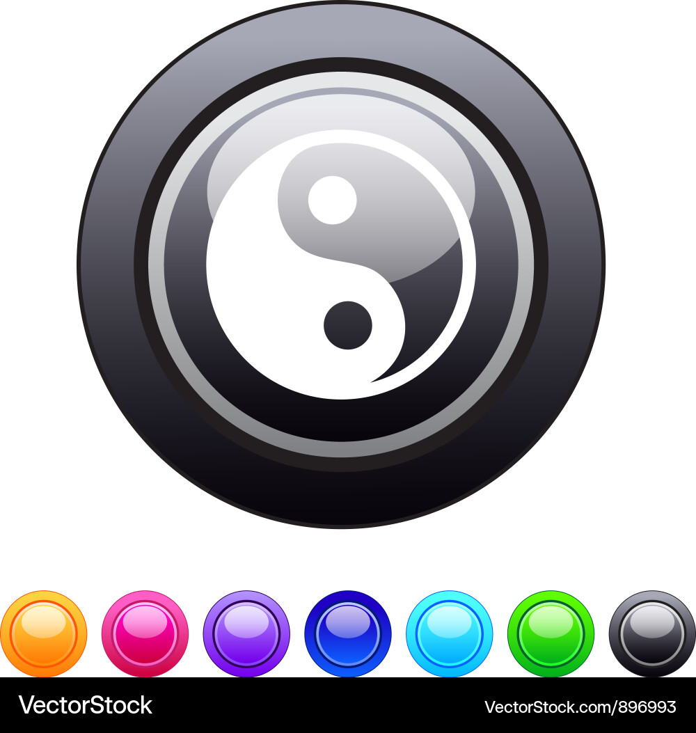 Ying yang circle button Vector Image