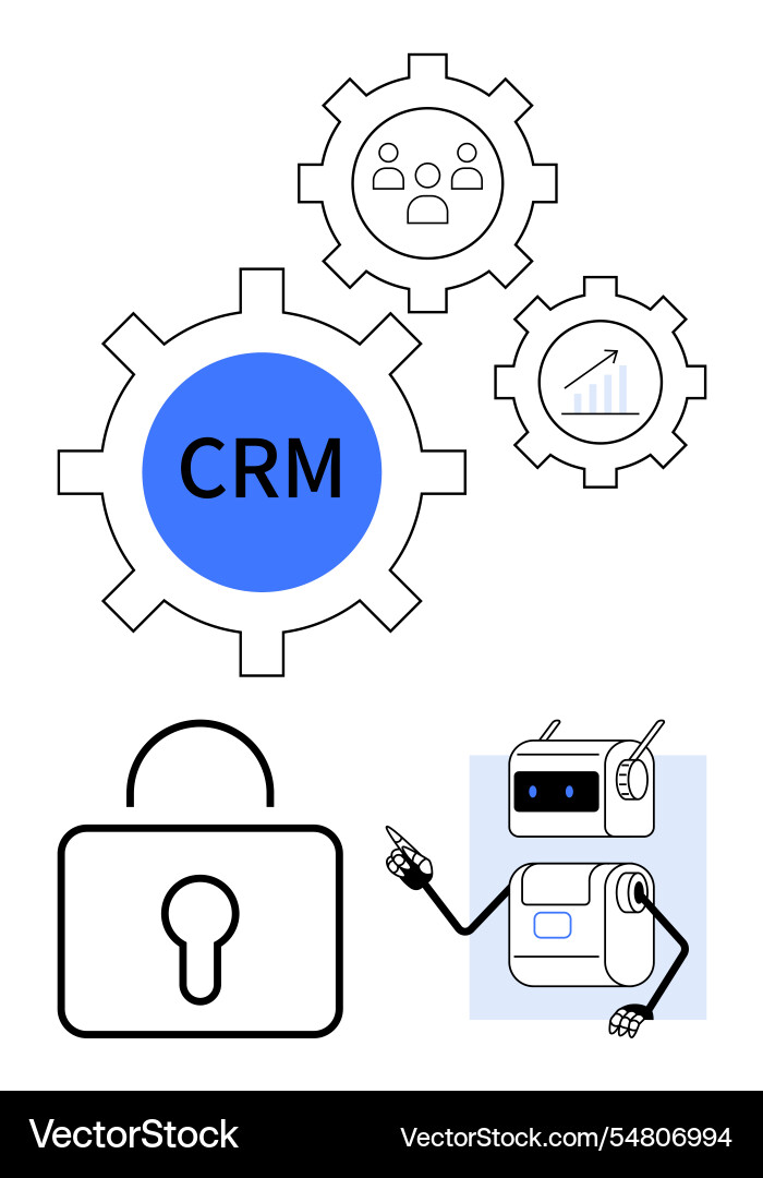 Crm optimization gears ui user settings growth Crm optimization gears ui user settings growth vector image