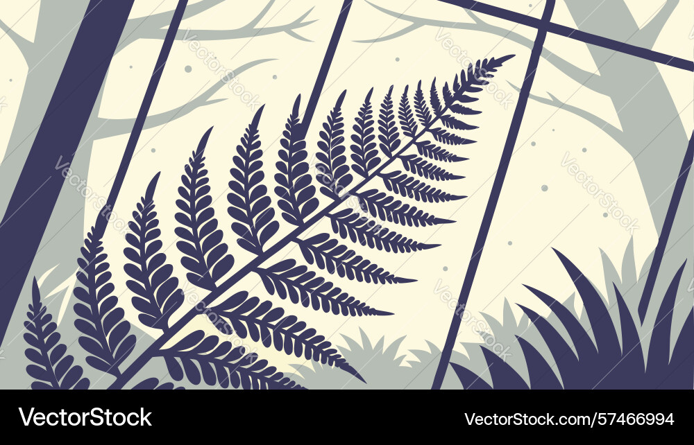 Fern blends with subtle abstract lines and shapes vector image
