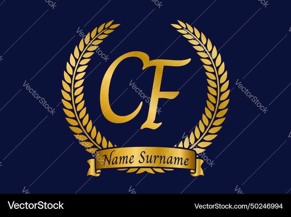 Initial letter c and f cf monogram logo design vector image