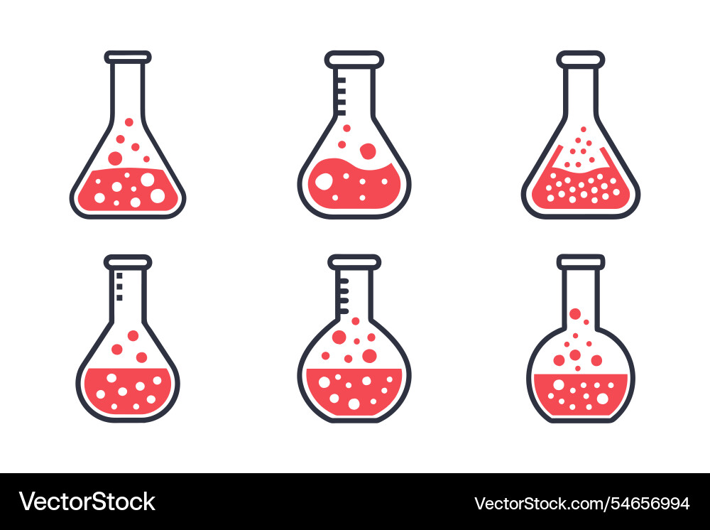 Laboratory flask icon set in silhouette style Vector Image