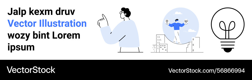 Man pointing upward floating individual above Man pointing upward floating individual above vector image