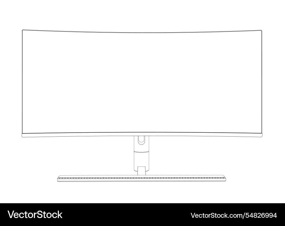Outline of modern thin frame display computer Outline of modern thin frame display computer vector image