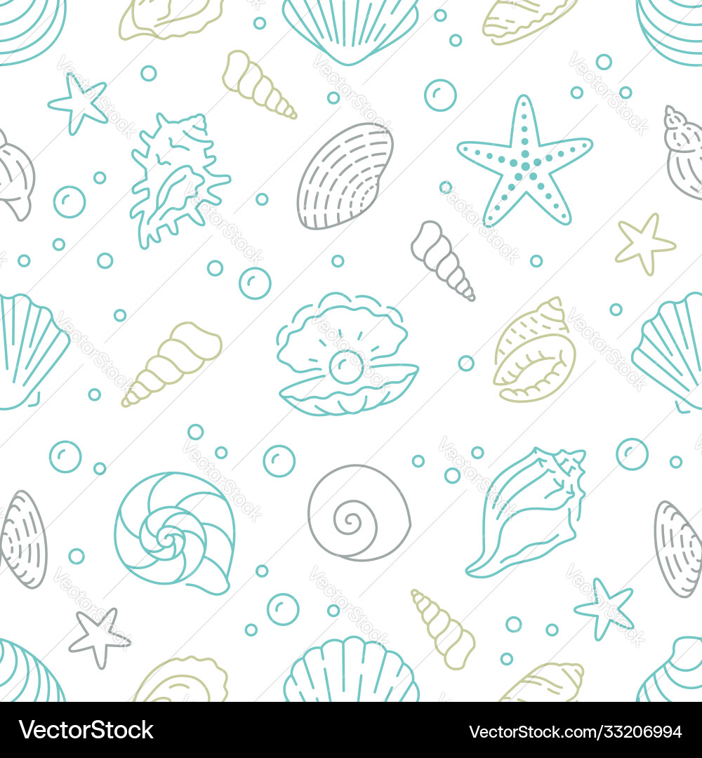 Seashell seamless pattern background Seashell seamless pattern background vector image