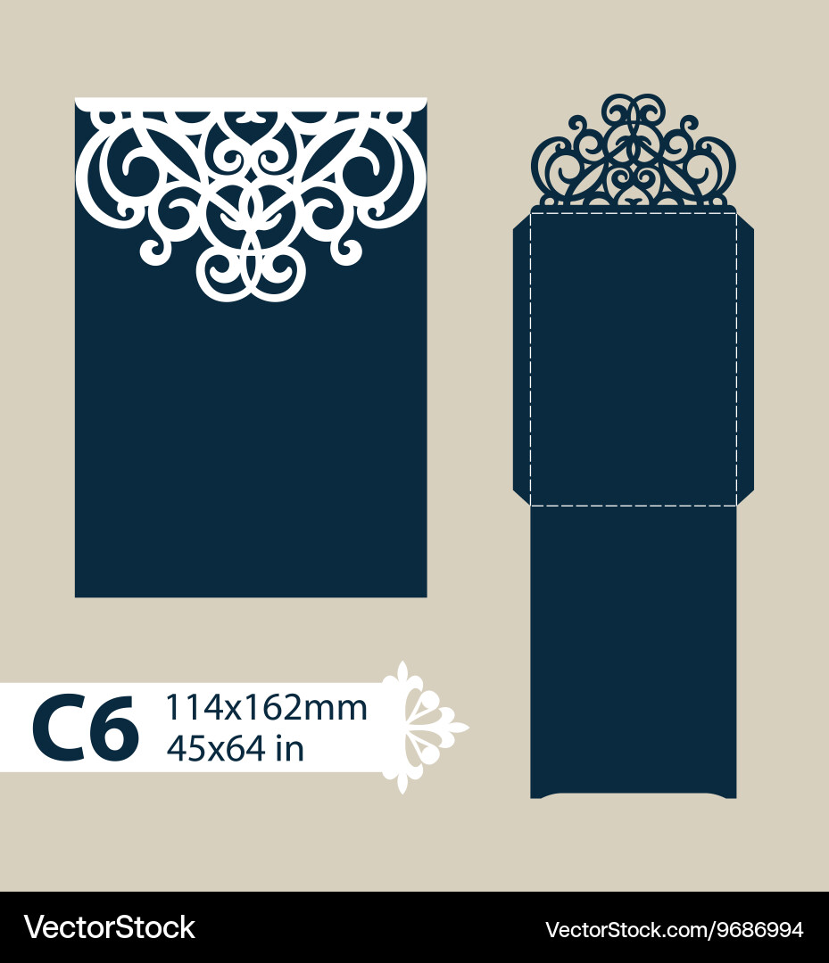 Template envelope with carved openwork pattern vector image
