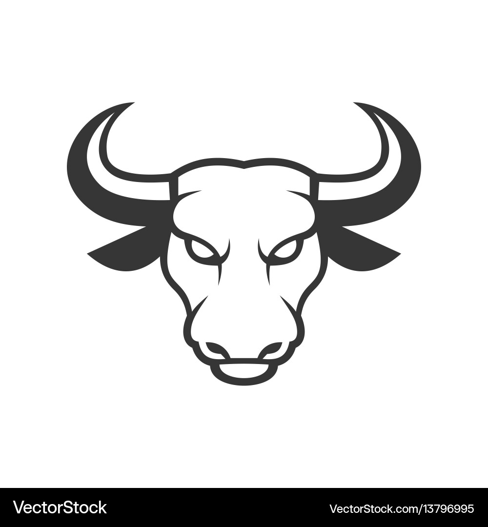 Bull Head Logo - Powerful Animal Icon Vector Image