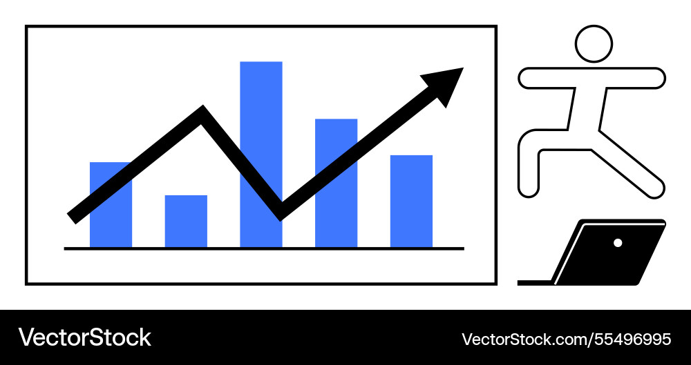 Data growth and progress representation with chart Data growth and progress representation with chart Vector Image