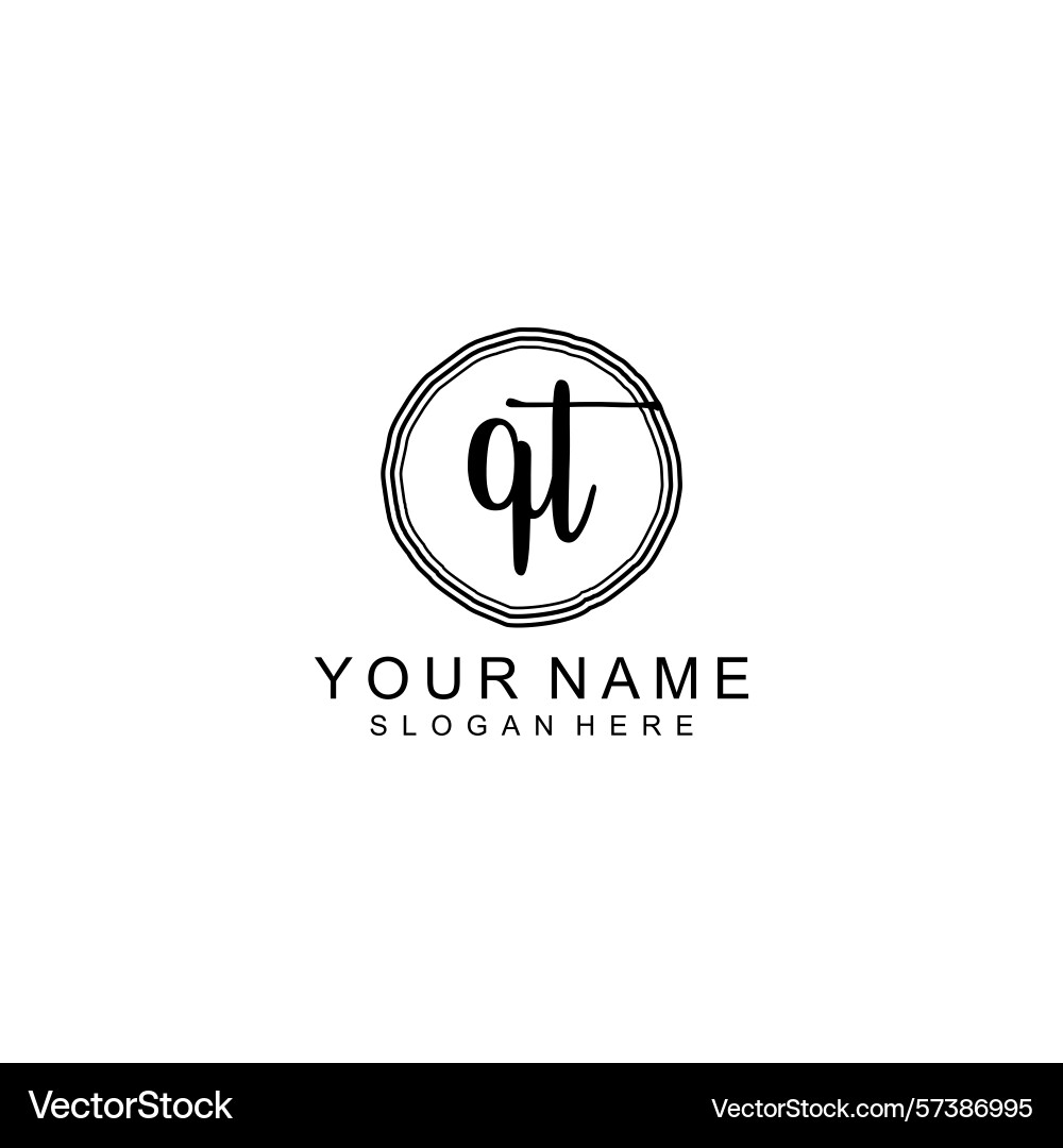 Elegant qt initial logo collection with modern Vector Image
