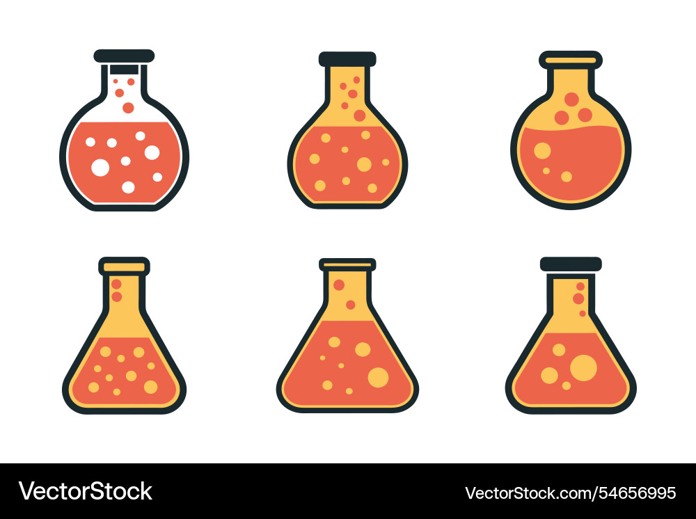 Laboratory flask icon set in silhouette style Laboratory flask icon set in silhouette style Vector Image