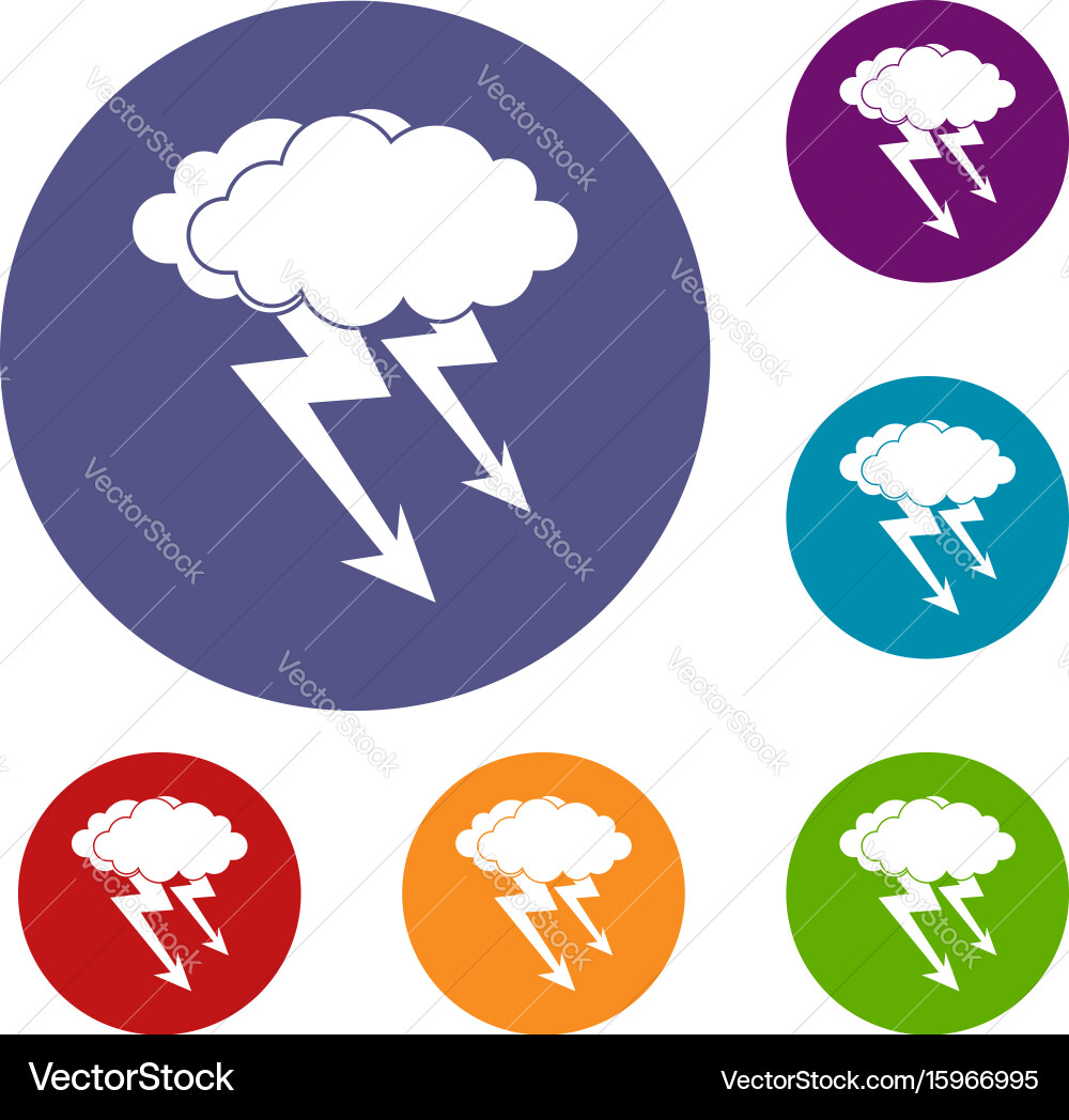 Lightning cloud icons set Vector Image