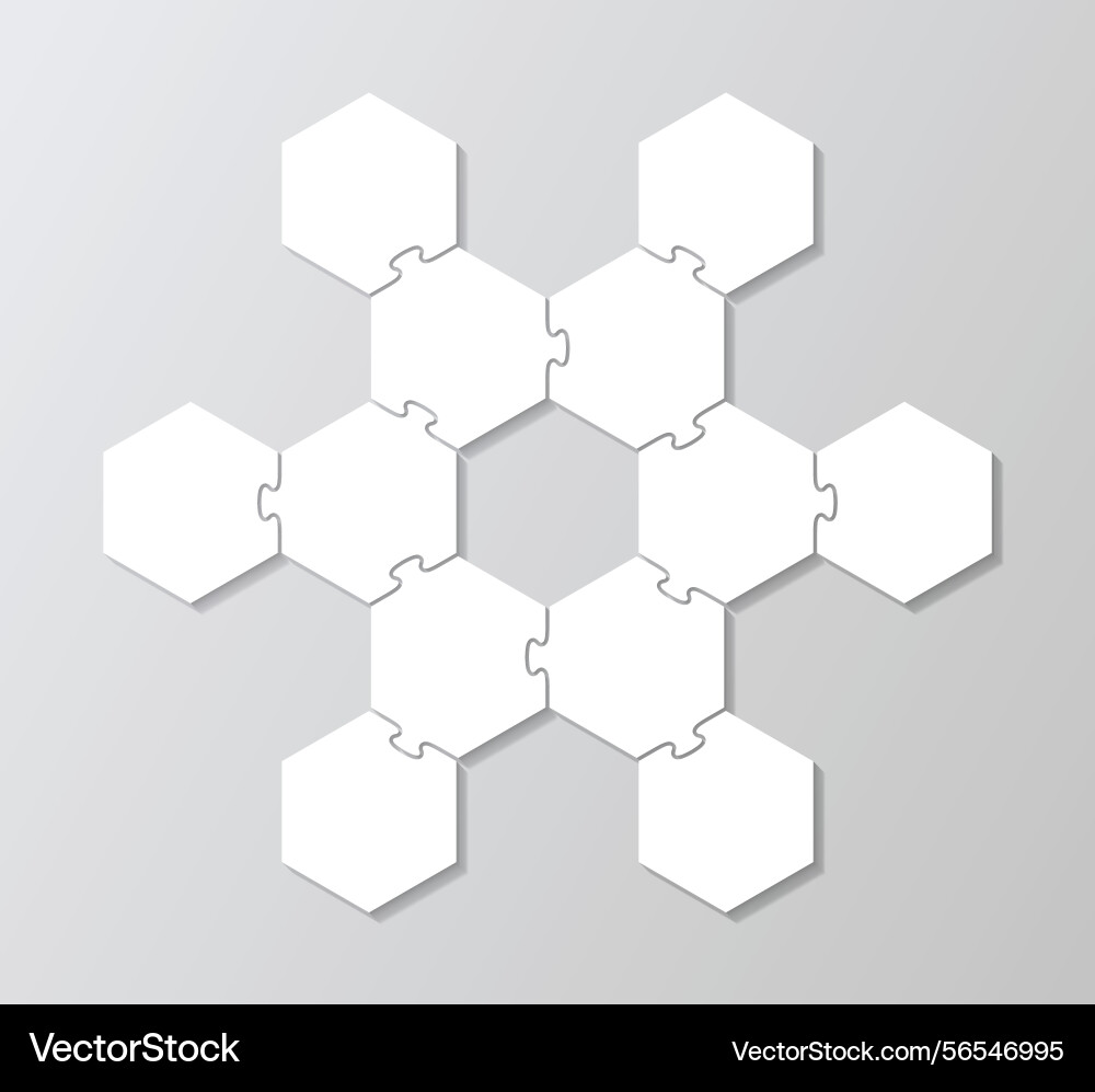 Puzzle hexagonal grid jigsaw business chain vector image