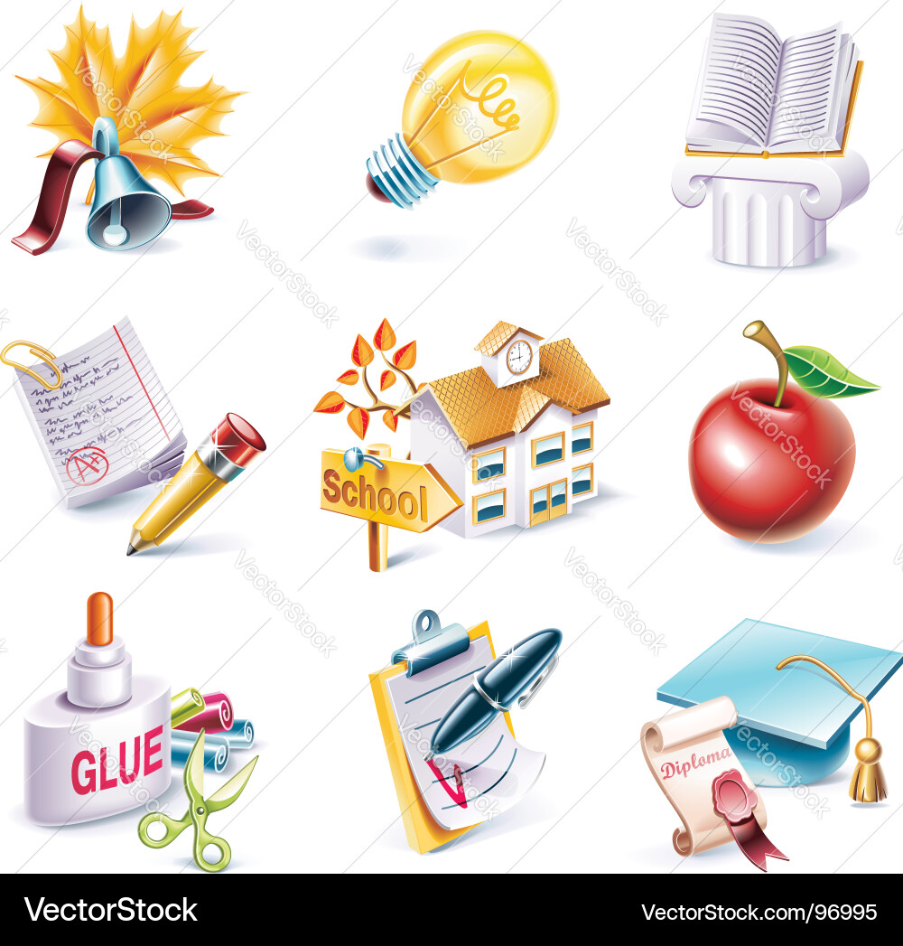 School Icon Set - Academic Vector Image