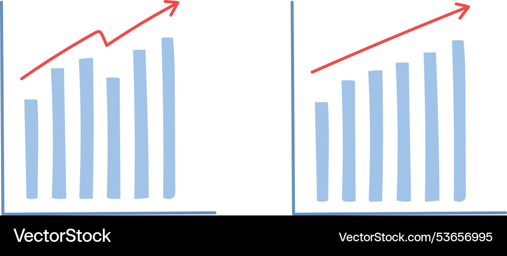 Set graphs bar charts graph going up down Set graphs bar charts graph going up down vector image