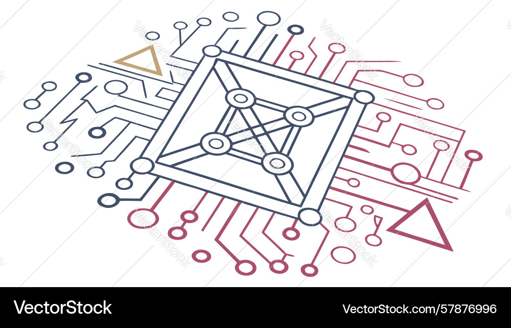 Advanced cpu on circuit board design vector image