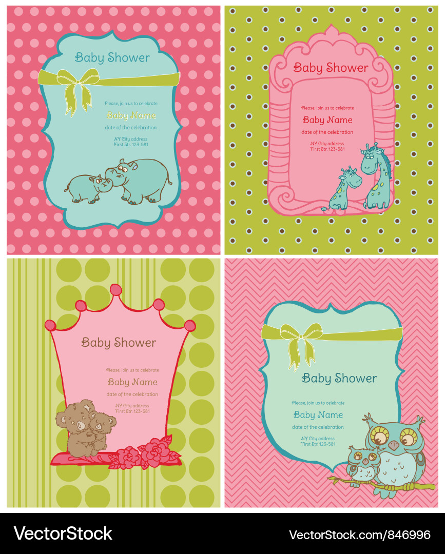 Babydusche Kartenset Vektorbild