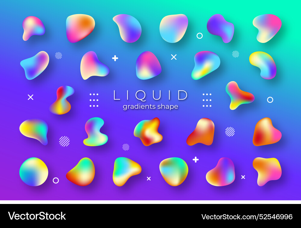 Bright organic liquid blobs shape collections Vector Image
