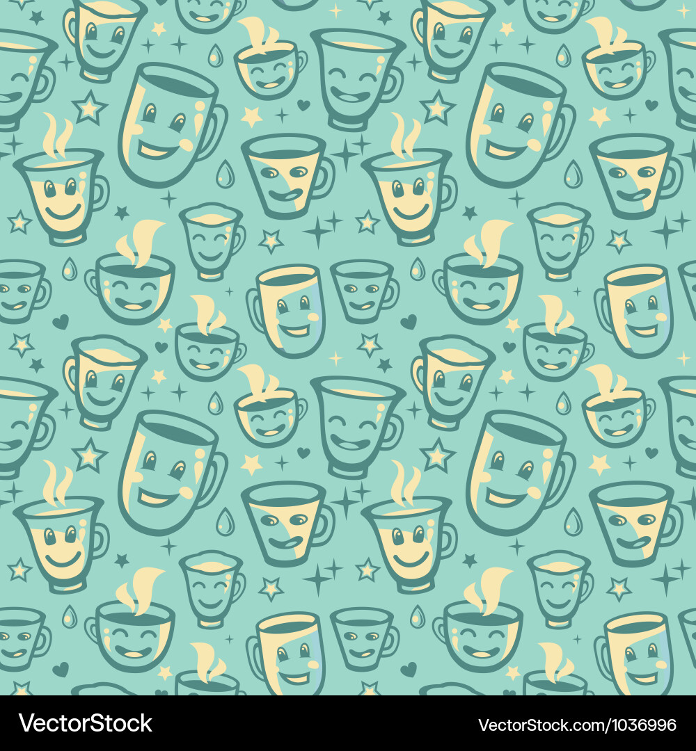 Cartoon Tea Cups Pattern vector image