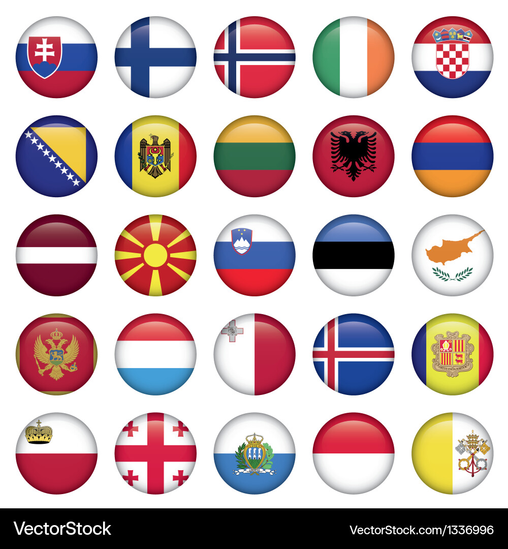European buttons round flags vector image