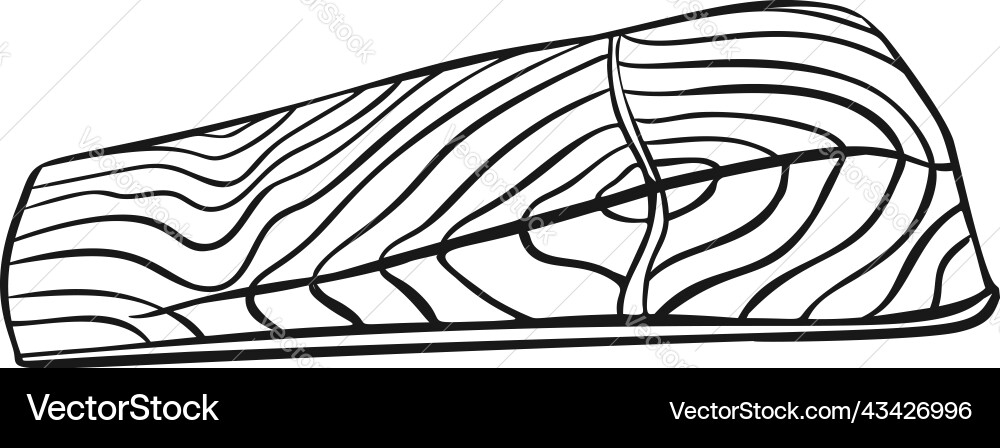 Salmon fish fillet slice outline icon Royalty Free Vector
