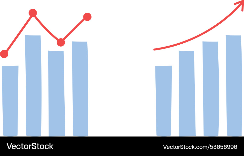 Set graphs bar charts graph going up down Set graphs bar charts graph going up down vector image