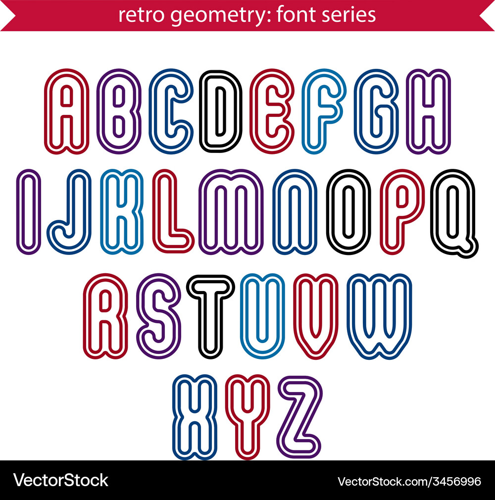Smooth retro geometric characters set rounded Vector Image