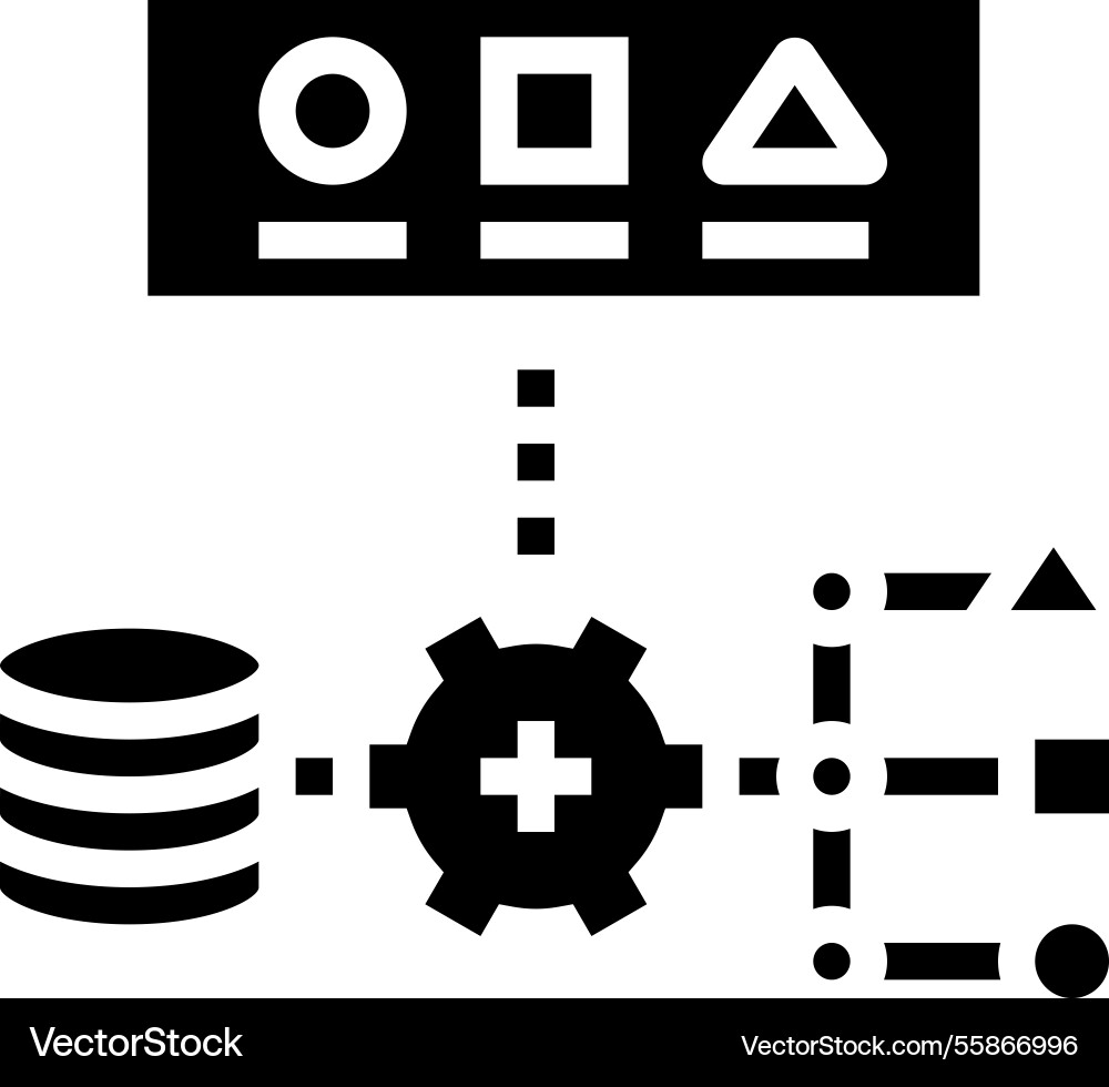Supervised learning machine glyph icon Supervised learning machine glyph icon vector image