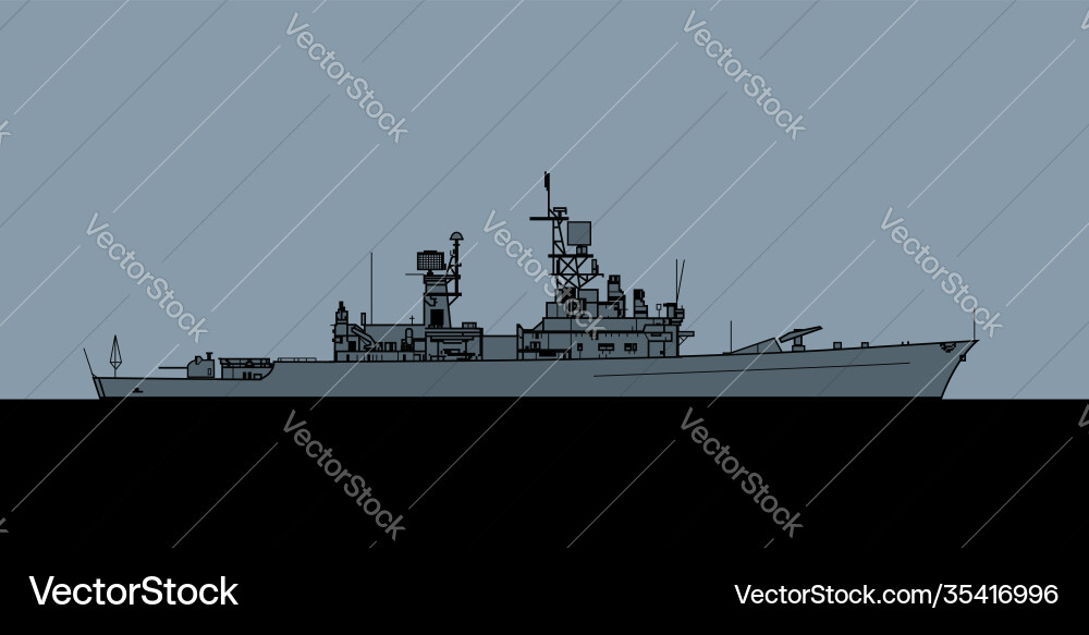 Us navy belknap class guided missile cruiser Us navy belknap class guided missile cruiser vector image