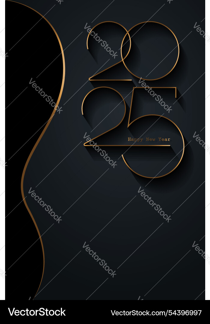 2025 new year gold logo design holiday black card 2025 new year gold logo design holiday black card vector image