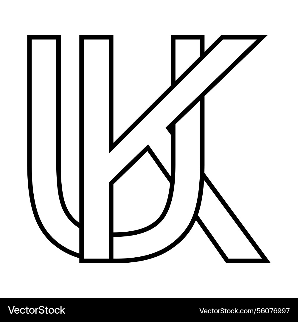 Logo sign uk ku icon double letters logotype u k Vector Image