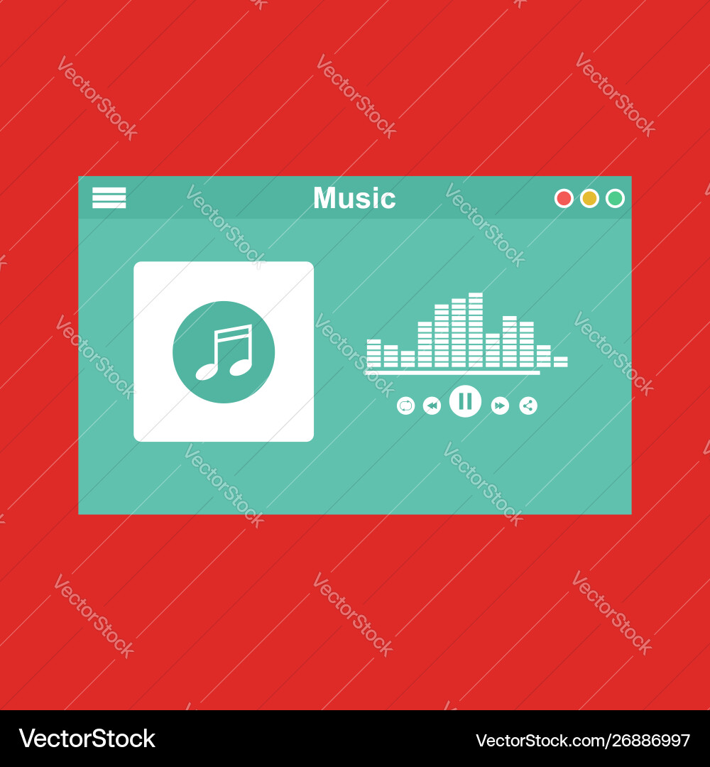 Media player application app template with flat Media player application app template with flat vector image