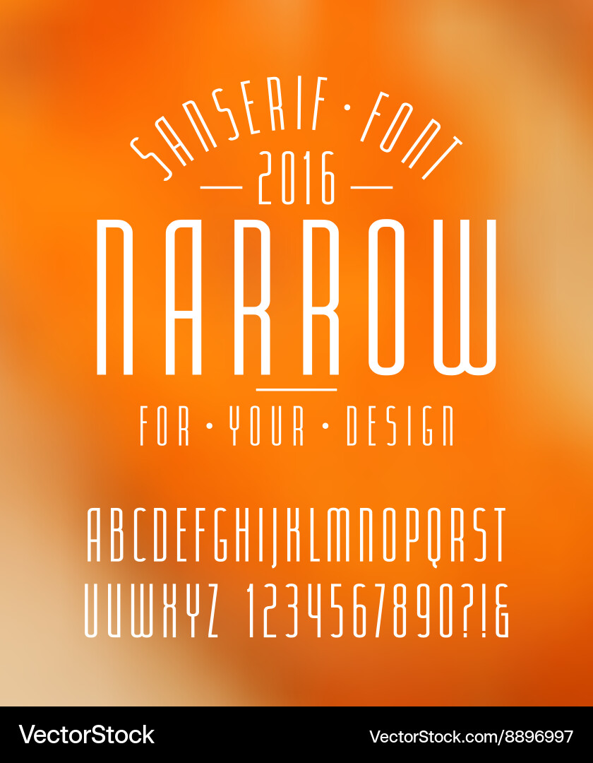 Narrow Sans Serif Font Collection vector image