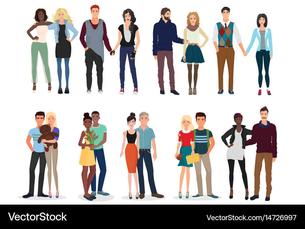 Stylish Young Couples Collection Royalty Free Vector Image